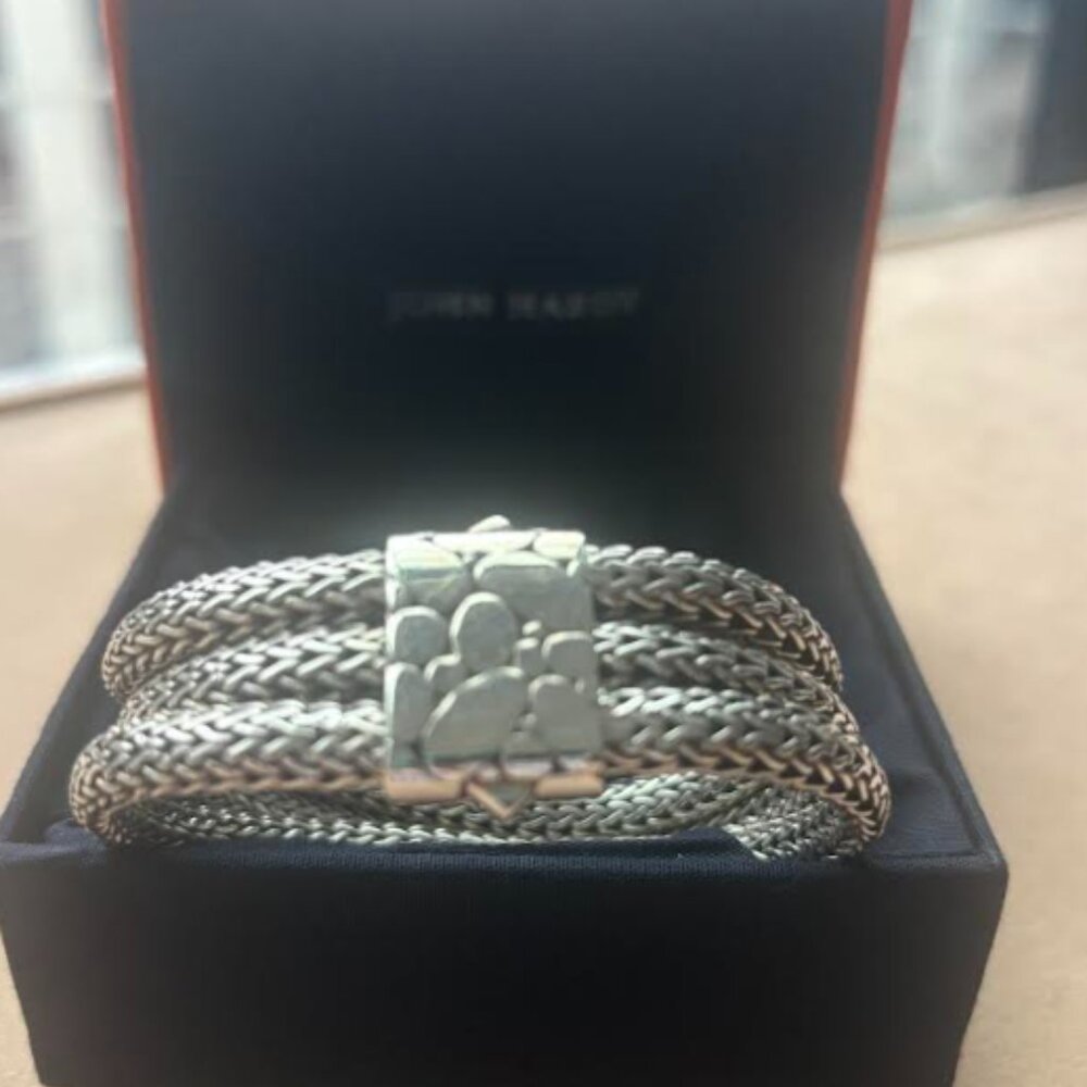 Vintage John Hardy Kali Pebble Sterling Triple Row Bracelet - 8 inch